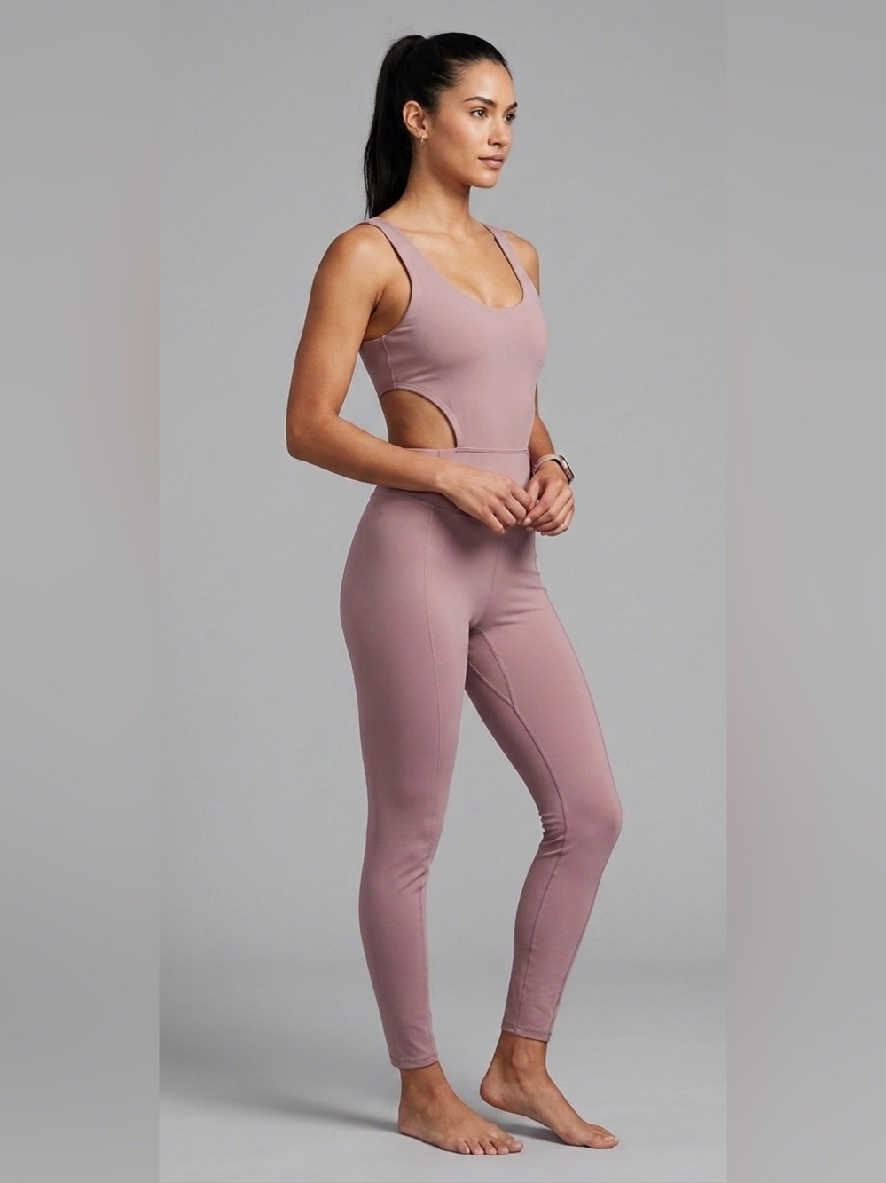 FP Movement Back It Up Onesie side cutout detail twist back in Mauve Swoon